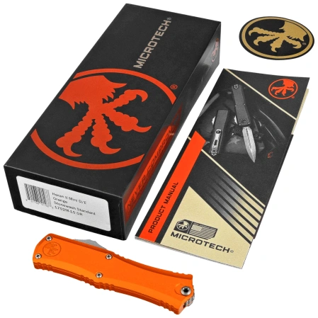 Microtech Hera II D/E Orange Aluminum, Stonewashed M390MK by Tony and Sean Marfione (1702-10OR)