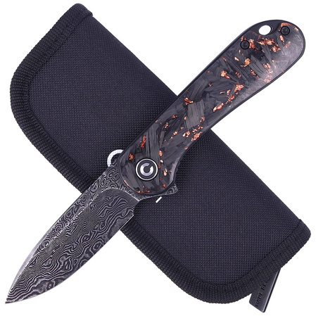 CIVIVI Elementum Flipper Shredded Carbon Fiber / Copper, Damascus (C907C-DS3)