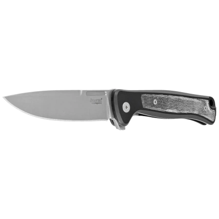 LionSteel Skinny Knife Black Aluminum/ Black Canvas Micarta, Stonewashed MagnaCut by Molletta (SK01A BS)