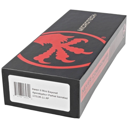 Microtech Hera II Mini Bayonet Black Aluminum, Apocalyptic P/S M390MK by Tony and Sean Marfione OTF automatic knife (1701M-11AP)