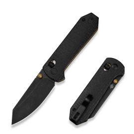 Civivi Yonder Knife Black Burlap Micarta, Black Stonewashed 14C28N by Zac Whitmore (C23073B-2)