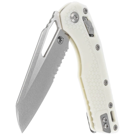 Microtech MSI S/E White Tri-Grip Polymer, Stonewashed M390MK by Tony Marfione (210T-11PMWH)