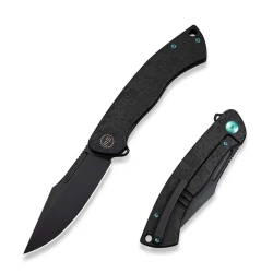WeKnife Essential Knight Etched Black Titanium, Black Stonewashed M390 by Jason Knight (WE24003-2)