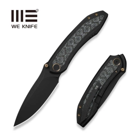 Nóż składany WE Knife Winsome Black Titanium/Gray G10/Rose Pattern Carbon Fiber, Black Stonewashed M390 (WE23092-1)