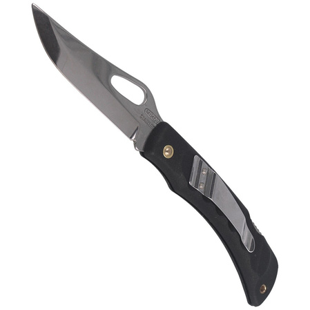 Mikov Crocodile Black ABS Folding Knife, Mirror Finish with Clip (243-NH-1/B BLACK/CLIP)
