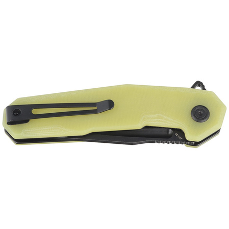 Kubey Carve Knife Translucent Yellow G10, Blackwashed AUS-10 (KB237J)