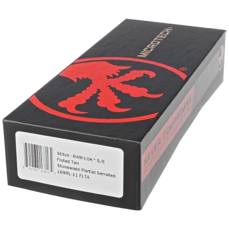 Microtech Stitch Ram-Lok S/E Knife Tan Fluted Aluminum, Stonewashed P/S M390MK by Borka Blades and Tony Marfione (169RL-11FLTA)