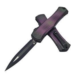 Microtech Hera II Mini D/E OTF Knife Alien Purple X-51 Aluminium, Black M390MK by Tony Marfione (1702M-1PUX51S)
