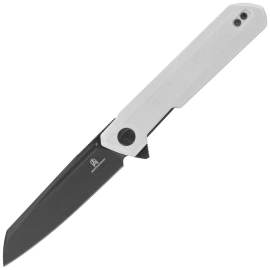 Bestechman Dundee Sheepfoot Knife White G10, Grey PVD D2 by Ostap Hel (BMK09D)