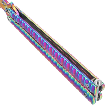 Nóż motylkowy Third Decor Habitat Balisong Rainbow Stainless Steel, Rainbow 420 (16071W)