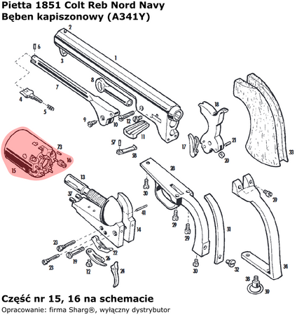 Spare Cylinder for Pietta 1851 Navy Yank, 1860 Army, 1861 Navy .44 (A341Y)