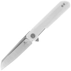 Bestechman Dundee Sheepfoot Knife White G10, Grey PVD/Satin D2 by Ostap Hel (BMK09C)