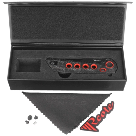 Reate PL-XF-12 Knife Black Micarta/Red G10 Inlay, Black PVD Nitro-V