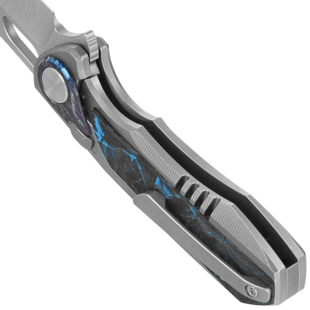 Nóż składany Remette RT-Saker Falcon Gray Titanium/Carbon Fiber, Manual Fine Grinding Satin CPM S45VN (ASTP-1)