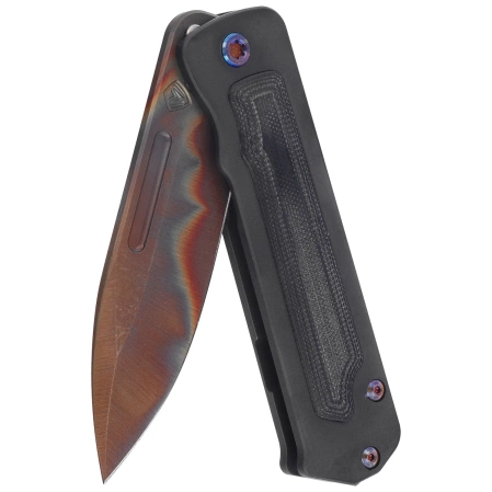 Nóż składany Medford TFF-4 Drop Point Black Titanium / Black G10, Flm HW, Blue Clip, Vulcan S45VN by Greg Medford (MK1404VD-30PV-TFCF-BP)