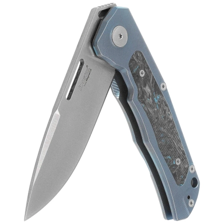 LionSteel Q4ttro Knife Blue Titanium / Fat Carbon, Satin MagnaCut by Molletta (Q4 BL)