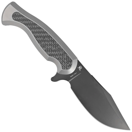 Fox Knife Eastwood Tiger Bead Blasted Titanium/Carbon Fiber, Black PVD Elmax by Gudy Van Poppel (FX-106 TICF)