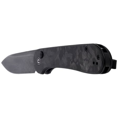 CIVIVI Knife Elementum Button Lock Marble Carbon Fiber Black, Black Damascus (C2103DS-3)
