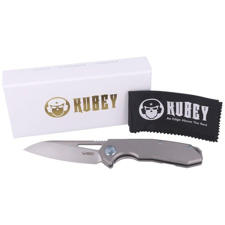 Kubey Vagrant Knife Gray Titanium, Sandblasted CPM S30V by Maksim Tkachuk (KB284A)