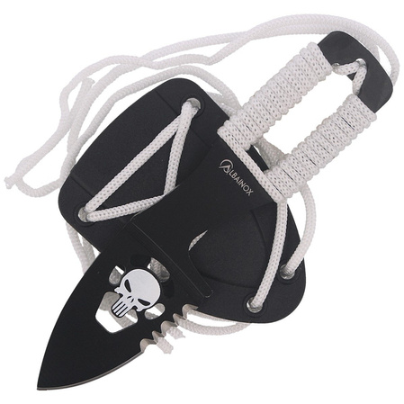 Martinez Albainox Skull Neck Knife White Cord, Black 3Cr13Mov (32450)