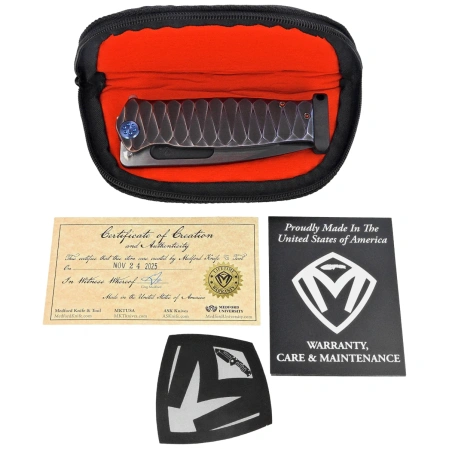 Nóż składany Medford USMC FF Black/Blue-Violet ''Diamond Head'' Titanium, BLue HW, Brsh/Blue Clip, Black DLC/Satin S90V by Greg Medford (MK2049PQ-31A6-T2C2-PP)