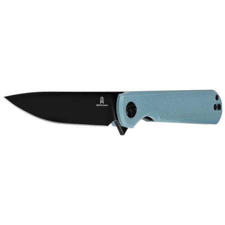 Bestechman Flick Knife Grey G10, Black PVD D2 by Ostap Hel (BMK13F)