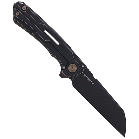 WE Knife Mini Buster Antique Bronze Titanium, Black Stonewashed CPM 20CV by Snecx Tan (2003B)