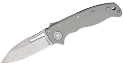 Demko AD20.5 Slicer Shark Knife Smooth Titanium, Stonewashed CPM 3V by Andrew Demko (AD20.5-3V-Smooth TI-SS)