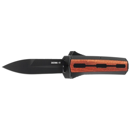 Tekto A7 Zastava S/P Black Aluminum/Red Wood OTF Knife, Black CPM S35VN