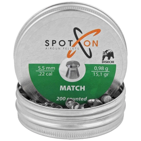 Spoton Match .22/5.5mm AirGun Pellets, 200 psc 0.98g/15.10gr