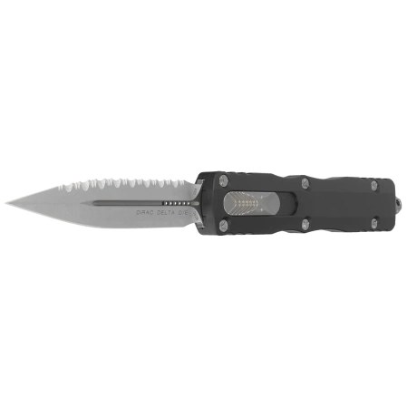 Microtech Dirac Delta D/E OTF Knife Black Aluminum, Stonewashed F/S by Tony Marfione (227-12)