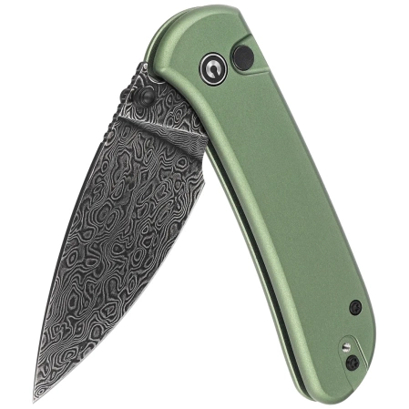 Nóż składany Civivi Qubit Green Aluminum, Black Damascus (C22030E-DS1)