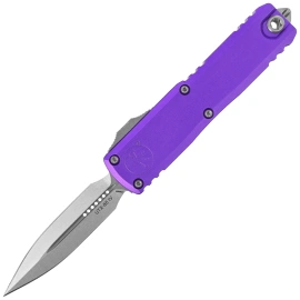 Microtech UTX-85 Gen IV D/E OTF Knife Purple Aluminum, Stonewashed M390MK by Tony Marfione (12324-10PU)