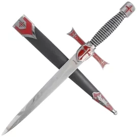 Decor Habitat Templar Dagger Burgundy/Black/Silver Steel, Satin Stainless Steel (S3319)