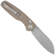 Kubey Breeze Knife Tan G10, Stonewashed 14C28N by Caleb Waltman (KU288C)