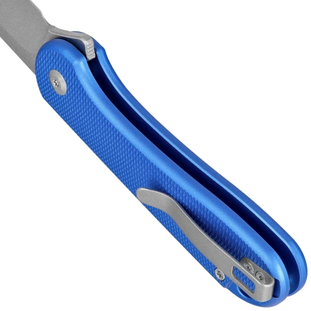 Button Lock Elementum II Knife Blue Aluminum, Satin Nitro-V (C18062PD-2)