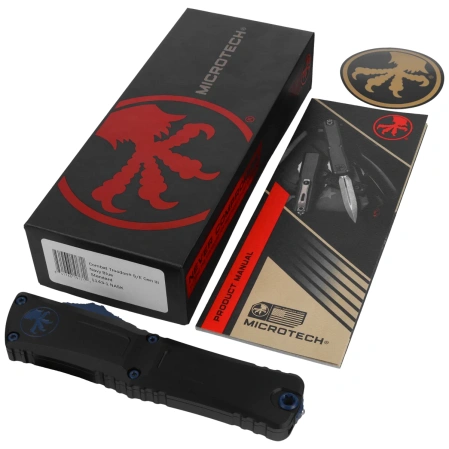 Nóż automatyczny OTF Microtech Combat Troodon Gen III S/E Black Aluminium, Navy M390MK by Tony Marfione (1143-1NASK)