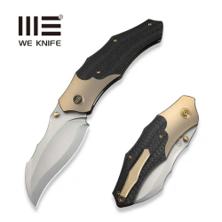 WeKnife Orc Boss Knife Champagne Titanium/Twill Carbon Fiber, Stonewashed CPM 20CV by Grant Chambers (WE24042-2)