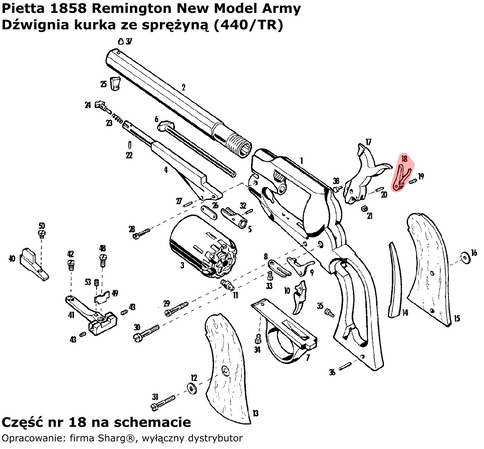 Hammer lever with spring Pietta 1858 Remington New Model Army (440/TR)