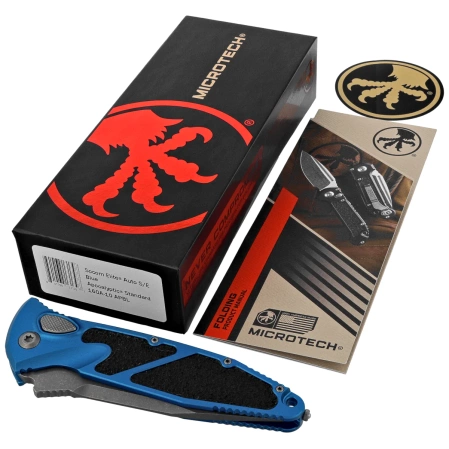 Microtech Socom Elite Auto S/E Automatic Knife Blue Aluminum, Apocalyptic M390MK by Tony Marfione (160A-10APBL)