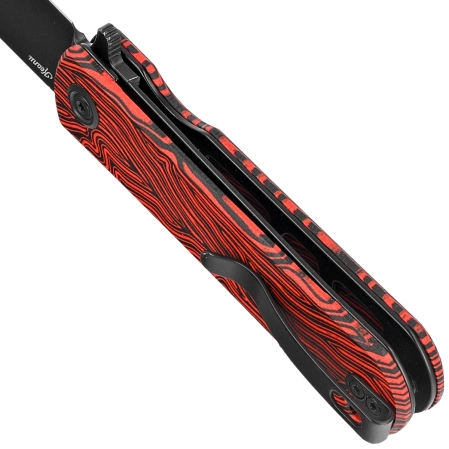 Kubey NEO Knife Red / Black Damascus G10, Blackwashed AUS-10 by Keanu Alfaro (KU371F)