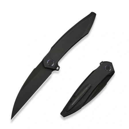 WeKnife Fluxor Knife Black Titanium, Black Stonewashed/Brushed M390 (WE23071-1)