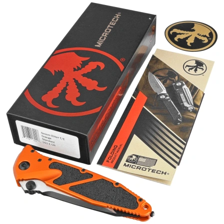 Microtech Socom Elite T/E-M Knife Orange Aluminum, Black M390MK by Tony Marfione (161-1OR)