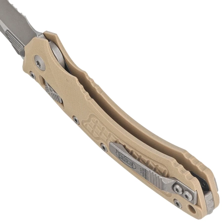 Microtech Amphibian Ram-Lok S/E Knife Frag Tan G10, Apocalyptic P/S M390MK by Tony Marfione (137RL-11APFRGTTA)