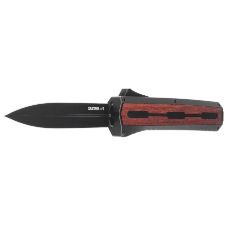 Nóż automatyczny OTF Tekto A7 Zastava D/E Black Aluminium/Red Wood, Black CPM S35VN