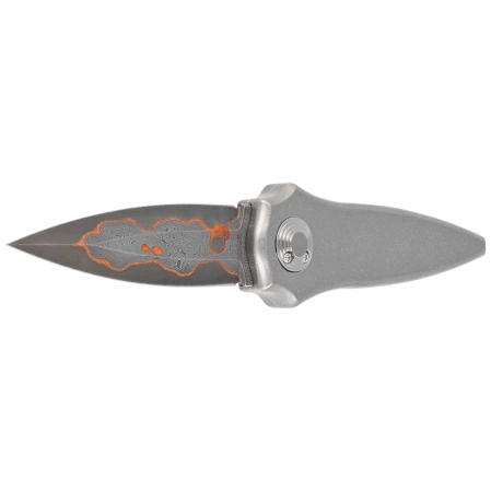 Paragon Warlock Smooth Gray Titanium, Damascus Baker Forge Raindrop Gomai Copper Shim 80CRV (TY-WAR-SM-S-BFD)