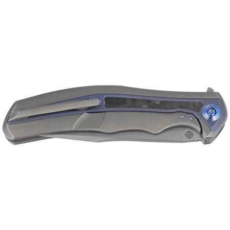 WE Knife Zonda Gray Hand Rubbed Titanium / Marble Carbon Fiber, Gray Hand Rubbed CPM 20CV by Kellen Bogardus (WE22016-4)