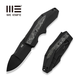 WeKnife Coral Black Titanium/Aluminum Foil Carbon Fiber, Black Stonewashed CPM 20CV by Gustavo T. Cecchini (WE24044-1)