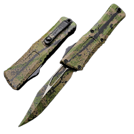 Nóż automatyczny OTF Microtech Combat Troodon Gen III Bowie Signature OD Green/Tan W/Black Splatter Aluminium, OD Green/Tan W/Black Splatter M390MK by Tony Marfione (1146-1ODTA BKSPLS)