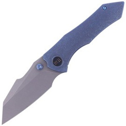 WE Knife High-Fin Blue Titanium, Gray Stonewashed CPM 20CV by Gavko Knives (WE22005-3)